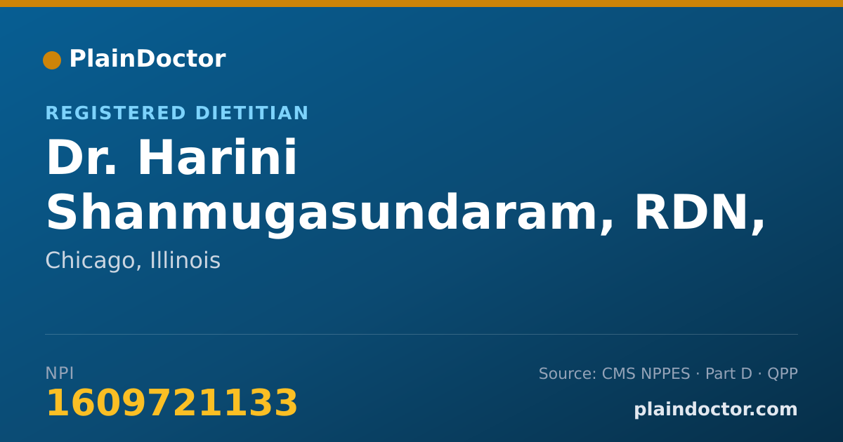 Shareable card for Harini Shanmugasundaram, RDN, LDN, MS - Registered Dietitian, Chicago, IL