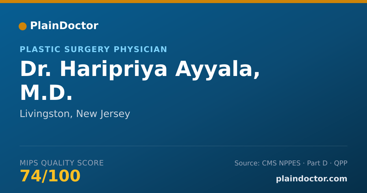 Shareable card for Haripriya Ayyala, M.D. - Plastic Surgery Physician, Livingston, NJ