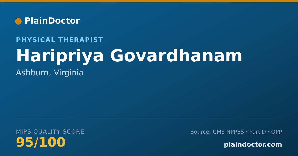 Shareable card for Haripriya Govardhanam - Physical Therapist, Ashburn, VA