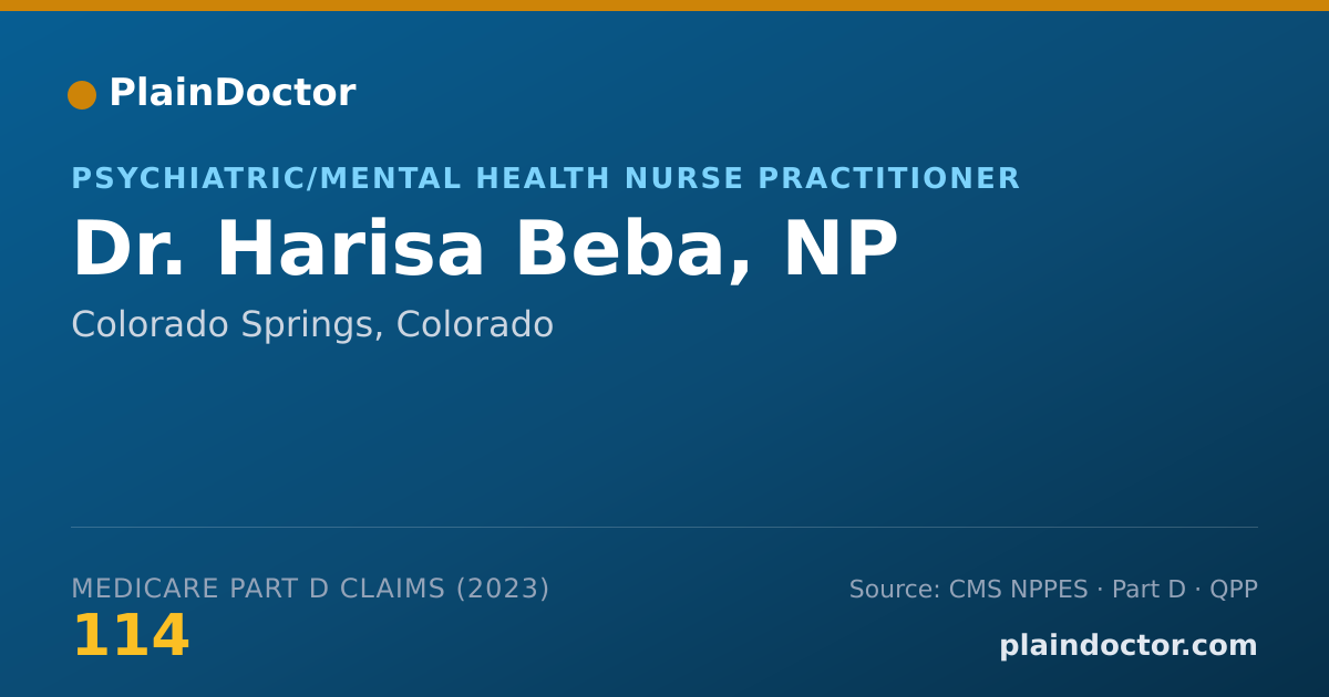 Shareable card for Harisa Beba, NP - Psychiatric/Mental Health Nurse Practitioner, Colorado Springs, CO