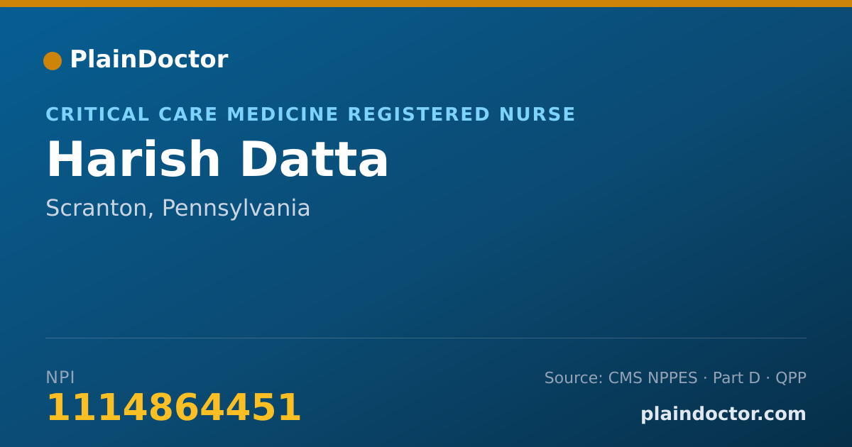 Shareable card for Harish Datta - Critical Care Medicine Registered Nurse, Scranton, PA