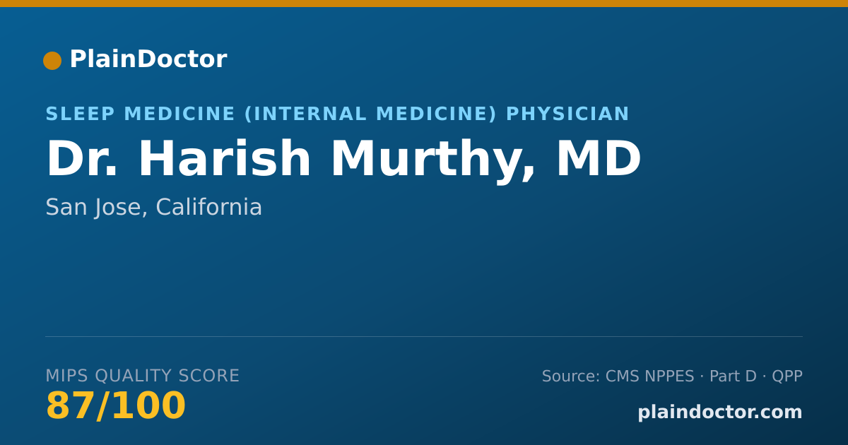 Shareable card for Harish Murthy, MD - Sleep Medicine (Internal Medicine) Physician, San Jose, CA