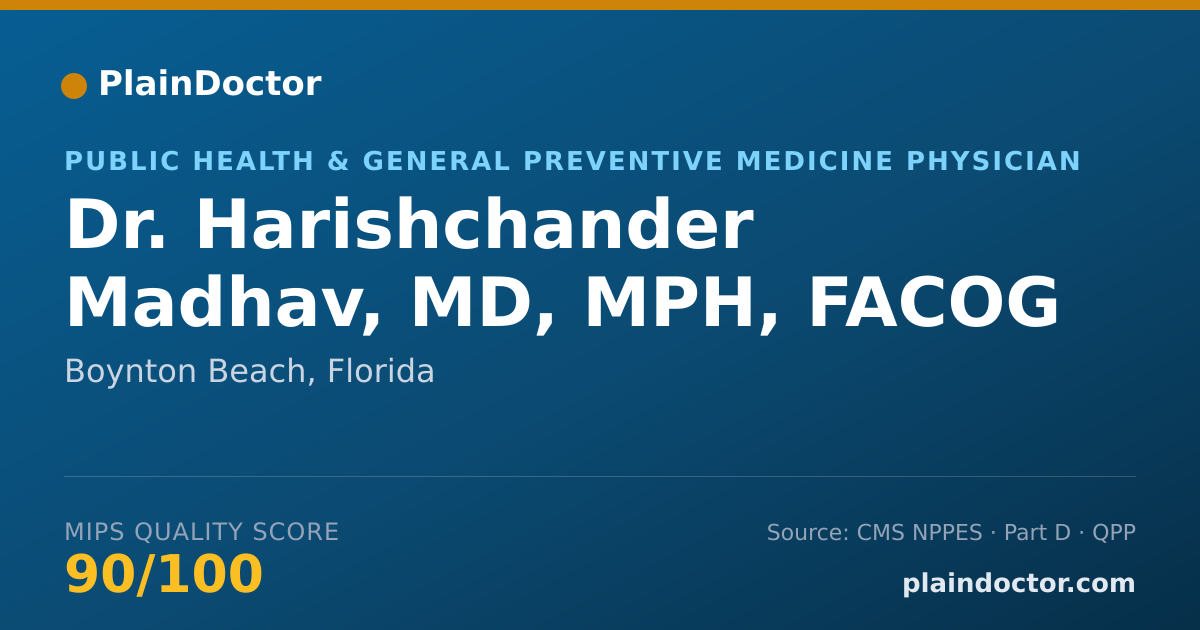 Shareable card for Harishchander Madhav, MD, MPH, FACOG - Obstetrics & Gynecology Physician, Boynton Beach, FL