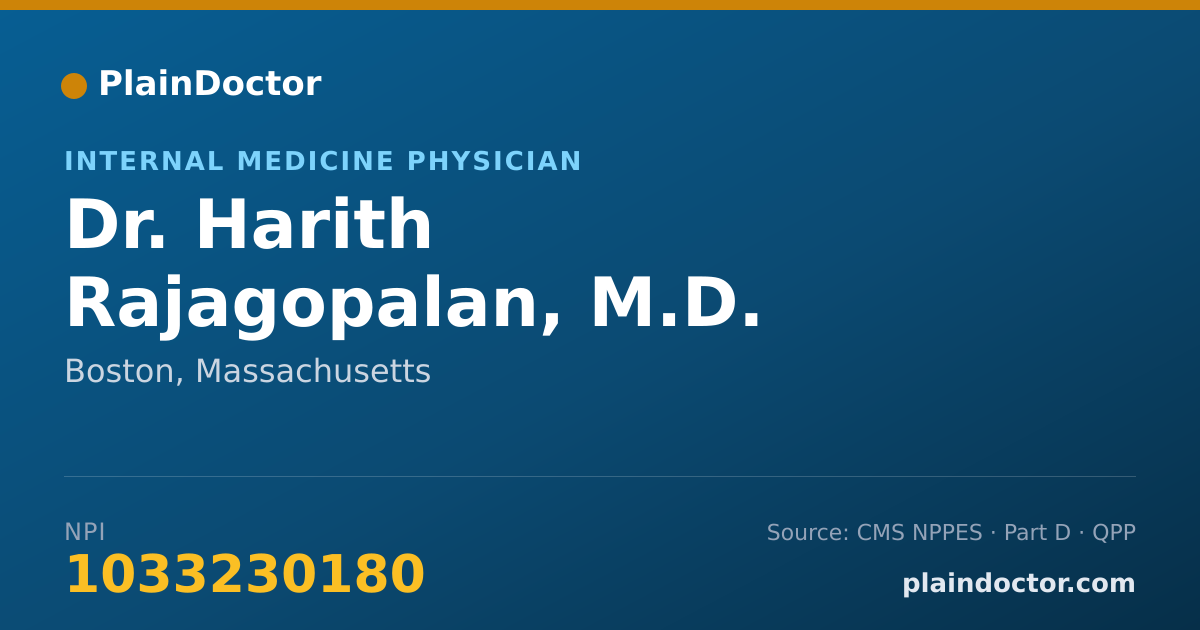 Shareable card for Harith Rajagopalan, M.D. - Internal Medicine Physician, Boston, MA