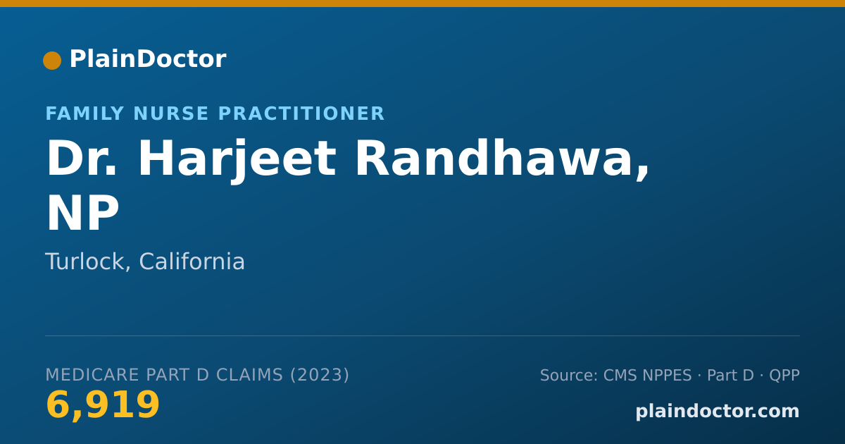 Shareable card for Harjeet Randhawa, NP - Family Nurse Practitioner, Turlock, CA