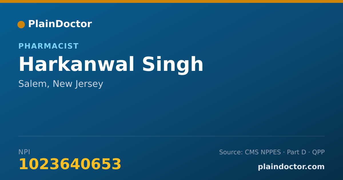 Shareable card for Harkanwal Singh - Pharmacist, Salem, NJ