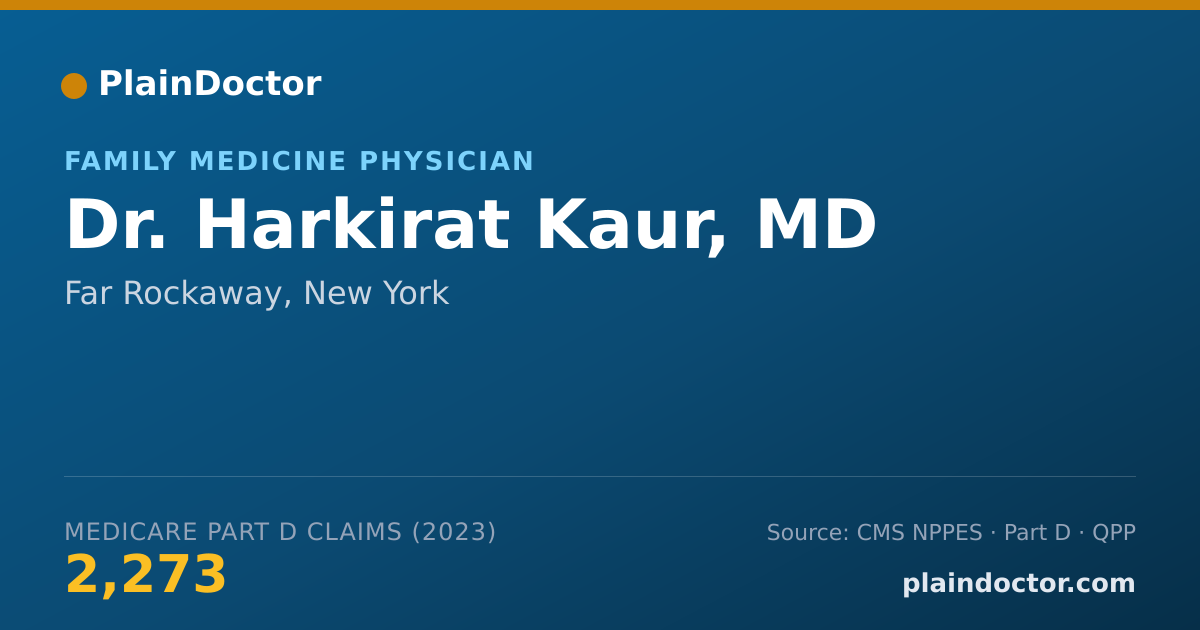 Shareable card for Harkirat Kaur, MD - Family Medicine Physician, Far Rockaway, NY