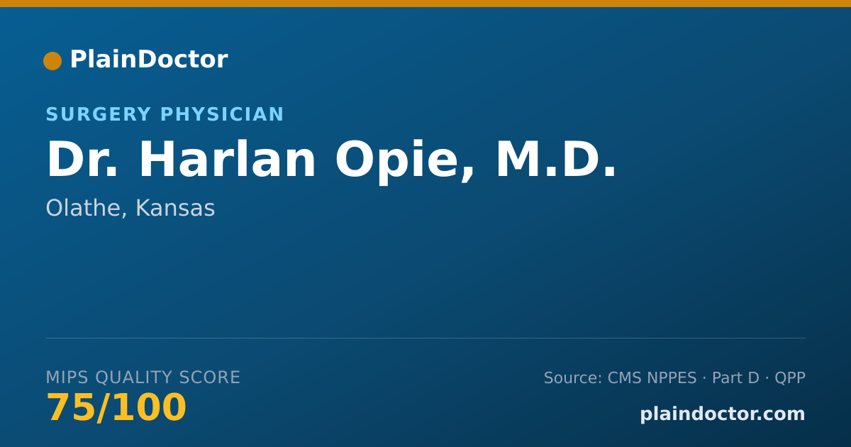 Shareable card for Harlan Opie, M.D. - Surgery Physician, Olathe, KS