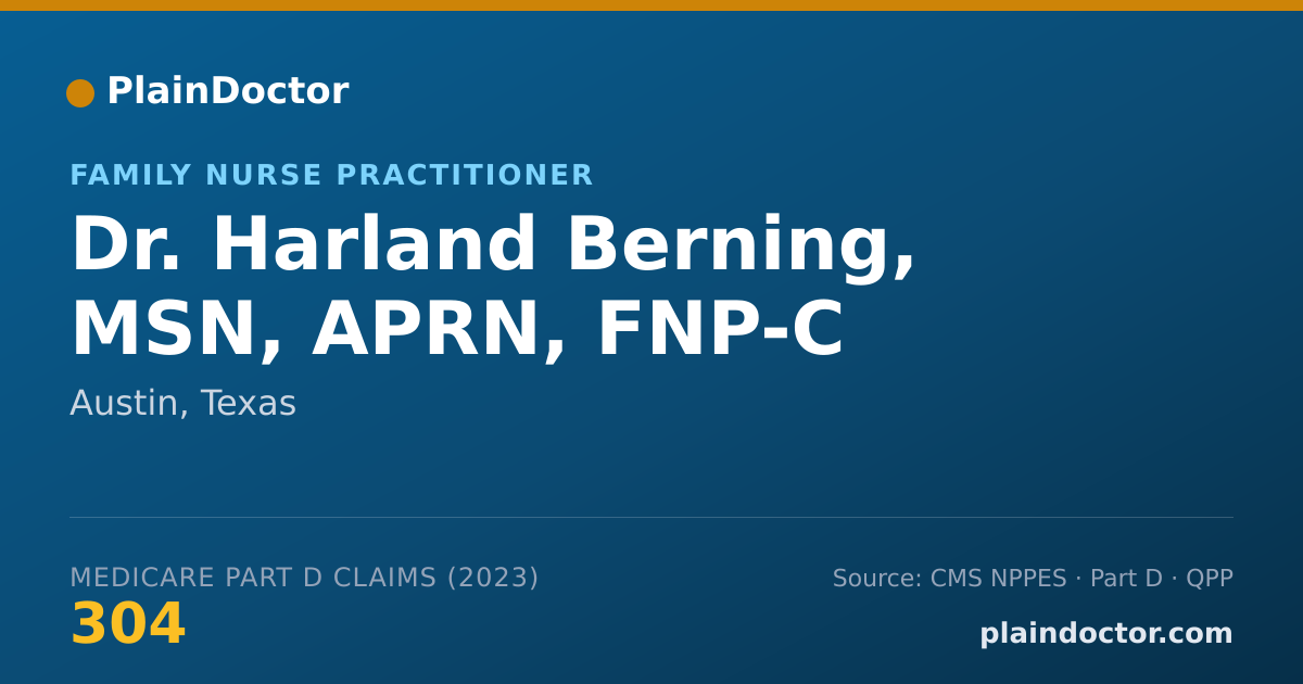 Shareable card for Harland Berning, MSN, APRN, FNP-C - Family Nurse Practitioner, Austin, TX
