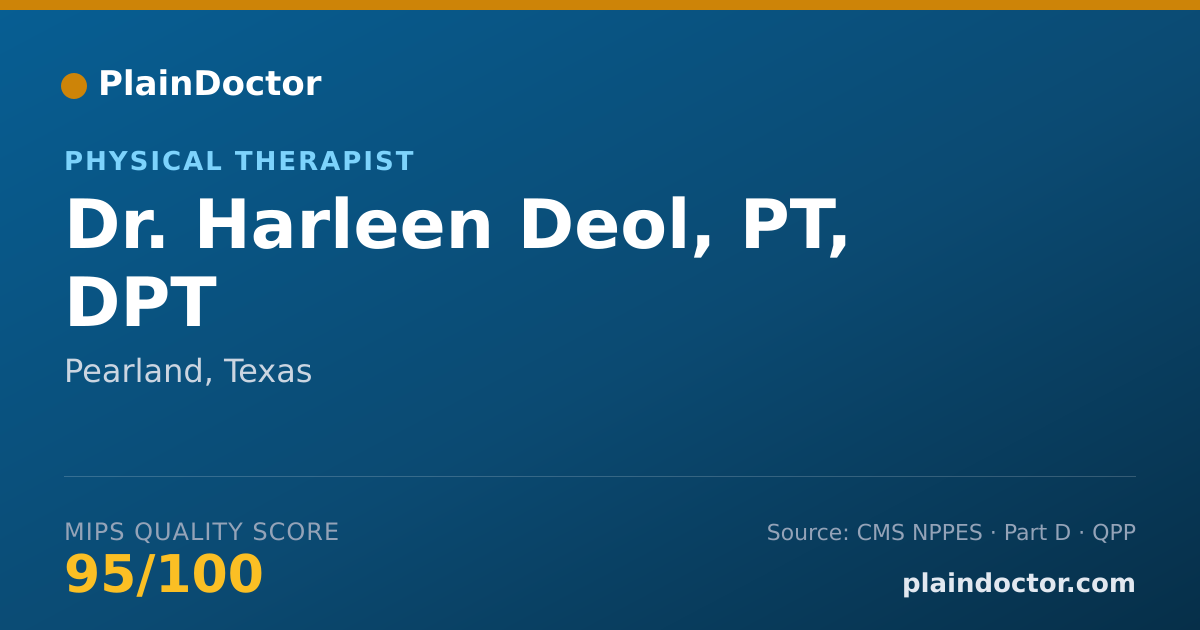Shareable card for Harleen Deol, PT, DPT - Physical Therapist, Pearland, TX