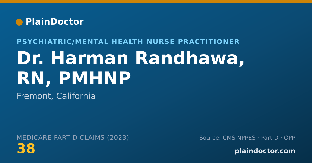 Shareable card for Harman Randhawa, RN, PMHNP - Psychiatric/Mental Health Nurse Practitioner, Fremont, CA