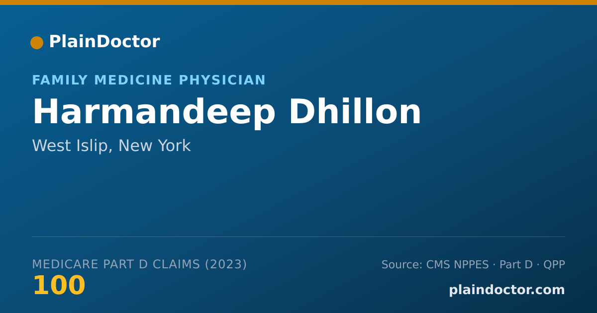 Shareable card for Harmandeep Dhillon - Family Medicine Physician, West Islip, NY