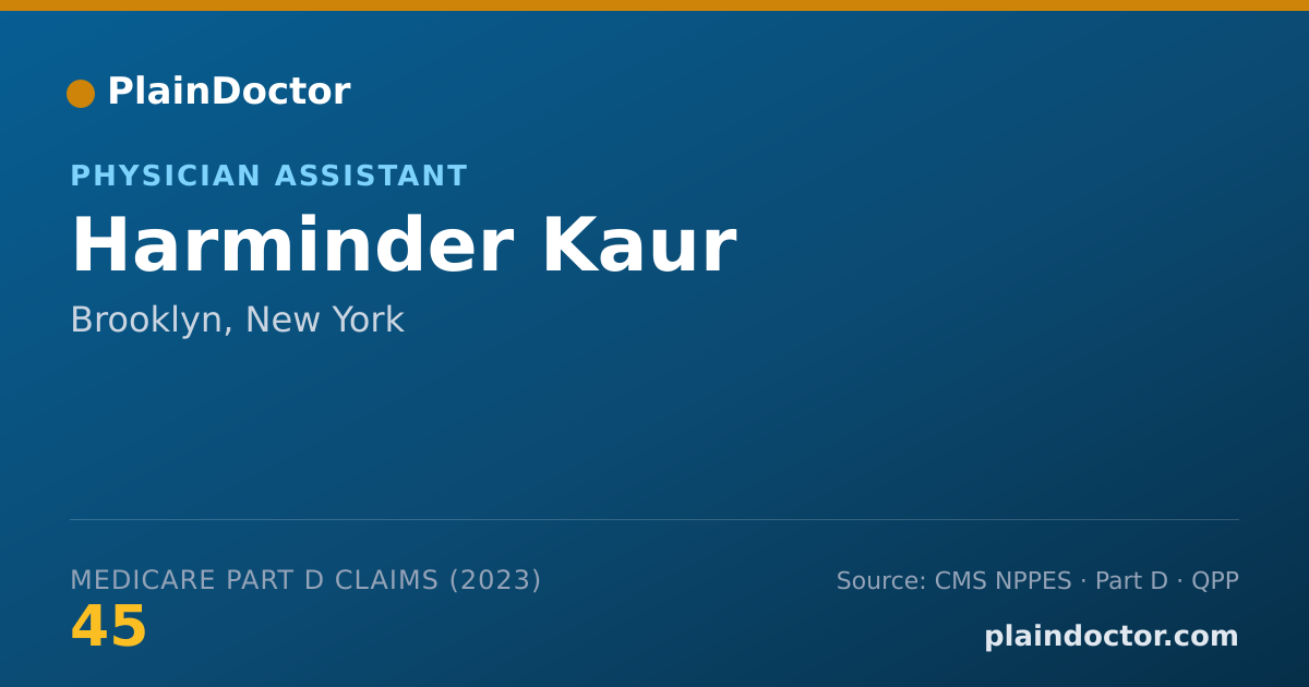 Shareable card for Harminder Kaur - Physician Assistant, Brooklyn, NY
