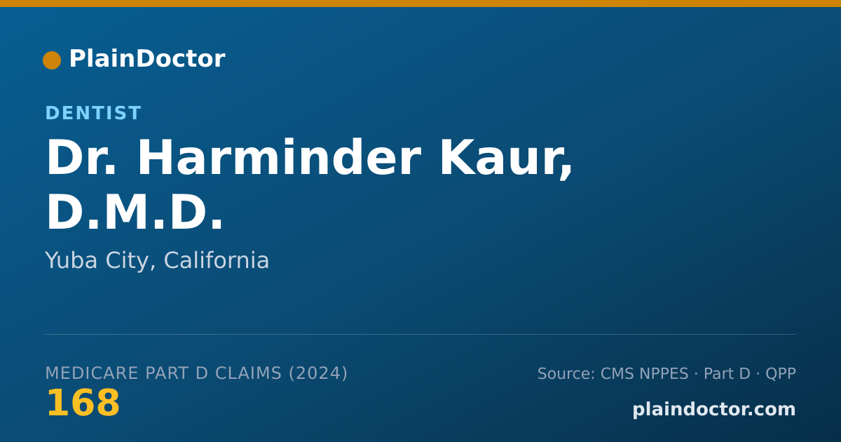 Shareable card for Harminder Kaur, D.M.D. - Dentist, Yuba City, CA