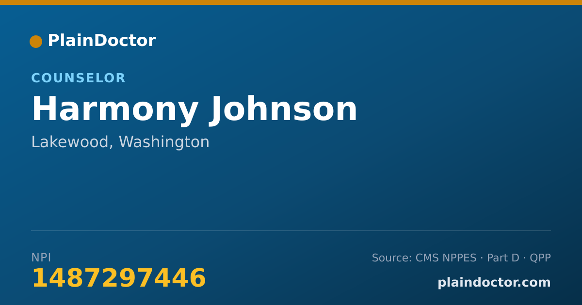 Shareable card for Harmony Johnson - Counselor, Lakewood, WA