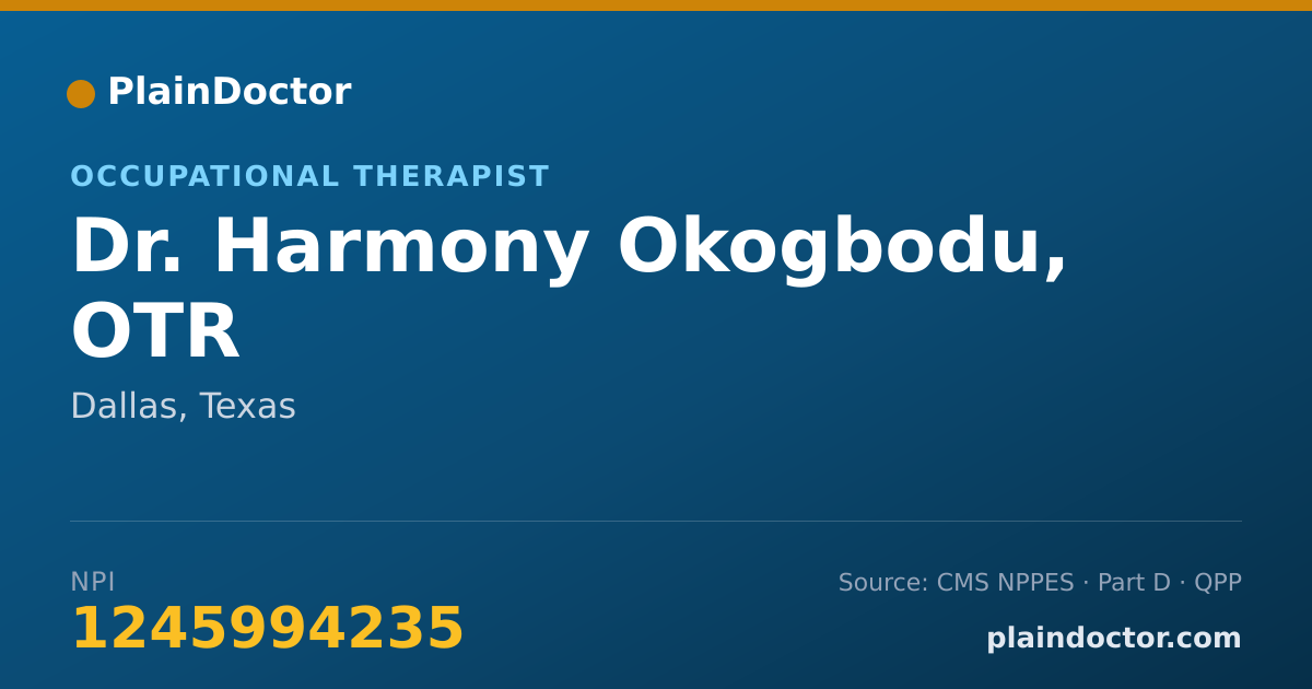 Shareable card for Harmony Okogbodu, OTR - Occupational Therapist, Dallas, TX