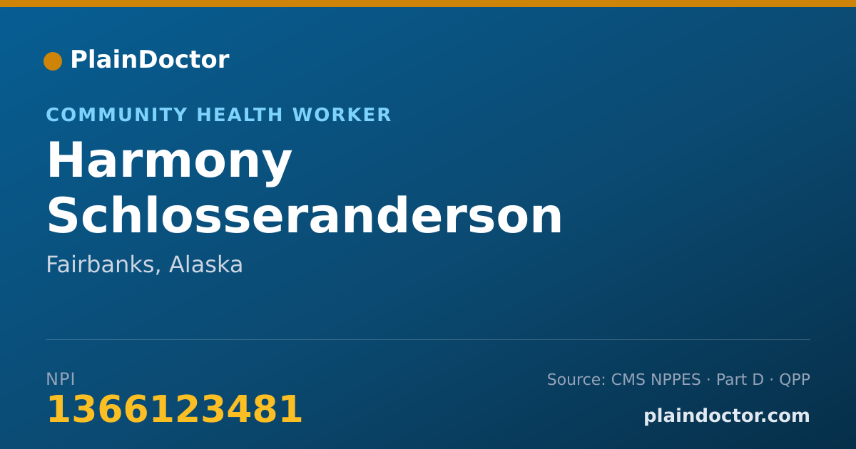 Shareable card for Harmony Schlosseranderson - Community Health Worker, Fairbanks, AK