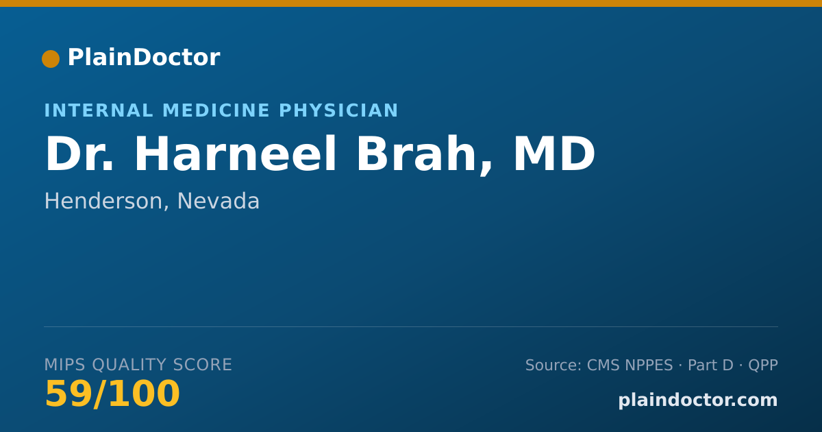 Shareable card for Harneel Brah, MD - Internal Medicine Physician, Henderson, NV