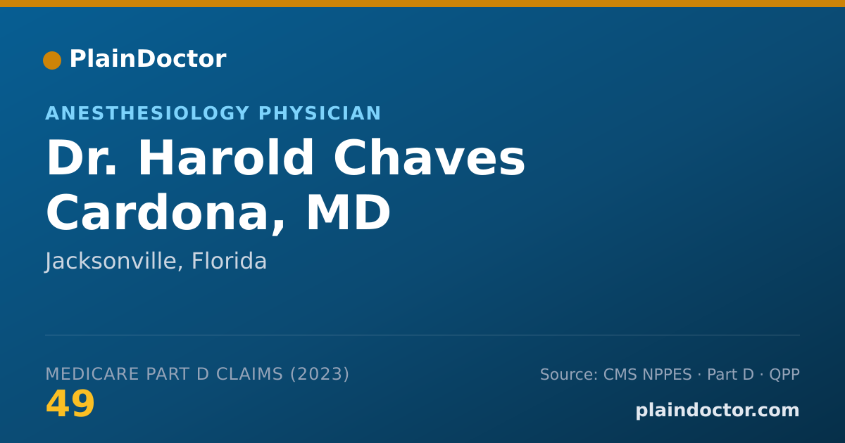 Shareable card for Harold Chaves Cardona, MD - Anesthesiology Physician, Jacksonville, FL
