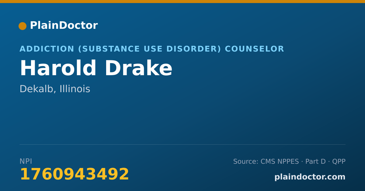 Shareable card for Harold Drake - Addiction (Substance Use Disorder) Counselor, Dekalb, IL