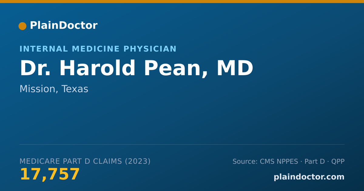 Shareable card for Harold Pean, MD - Internal Medicine Physician, Mission, TX