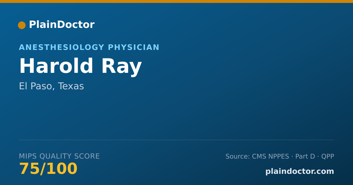 Shareable card for Harold Ray - Anesthesiology Physician, El Paso, TX