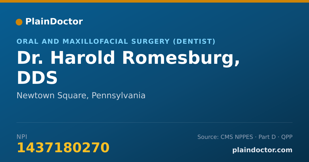 Shareable card for Harold Romesburg, DDS - Oral and Maxillofacial Surgery (Dentist), Newtown Square, PA