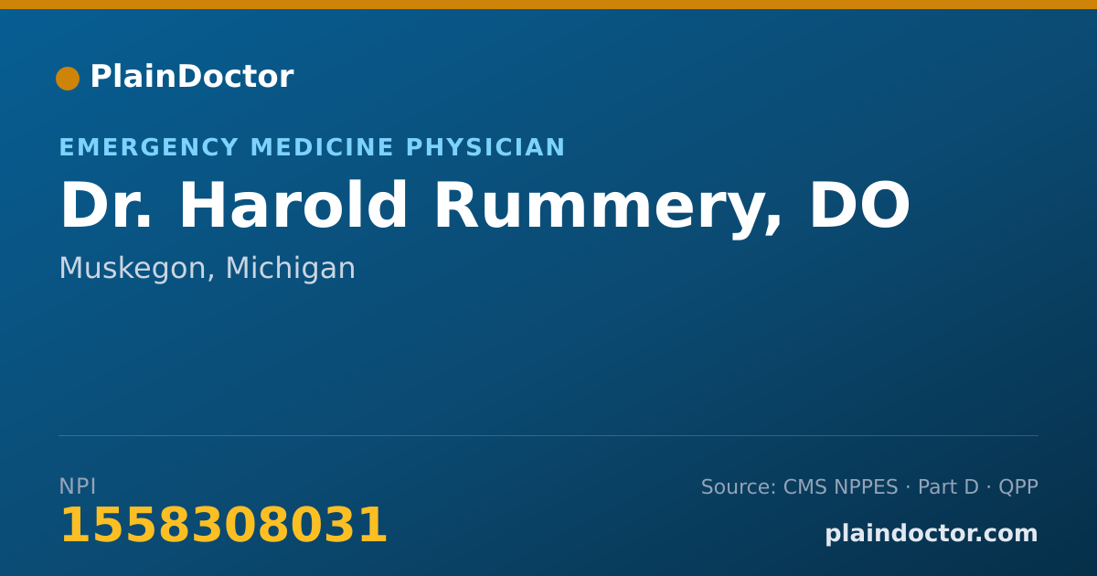 Shareable card for Harold Rummery, DO - Emergency Medicine Physician, Muskegon, MI