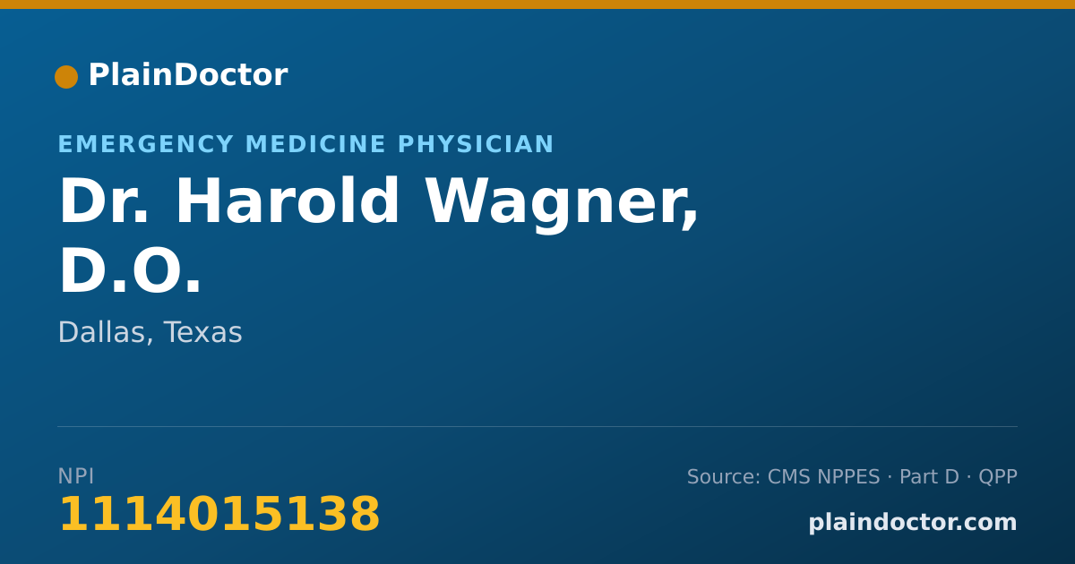 Shareable card for Harold Wagner, D.O. - Emergency Medicine Physician, Dallas, TX