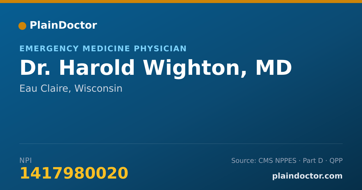 Shareable card for Harold Wighton, MD - Emergency Medicine Physician, Eau Claire, WI