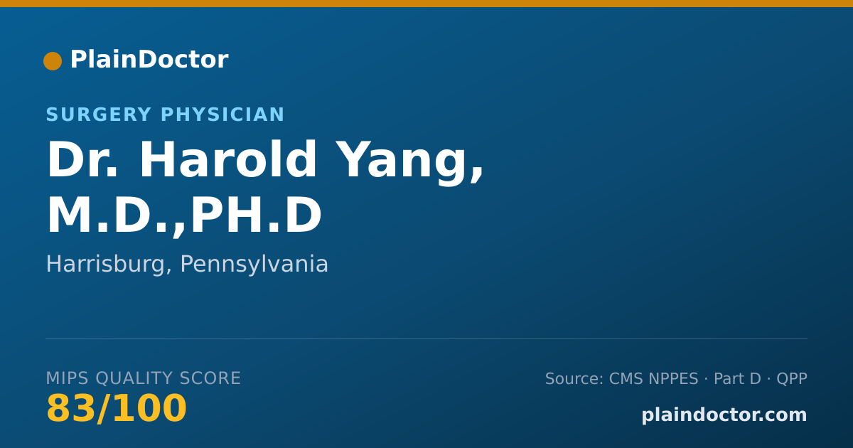 Shareable card for Harold Yang, M.D.,PH.D - Surgery Physician, Harrisburg, PA