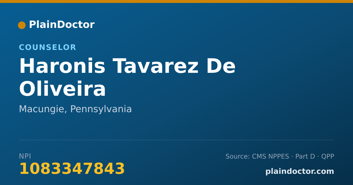 Shareable card for Haronis Tavarez De Oliveira - Counselor, Macungie, PA