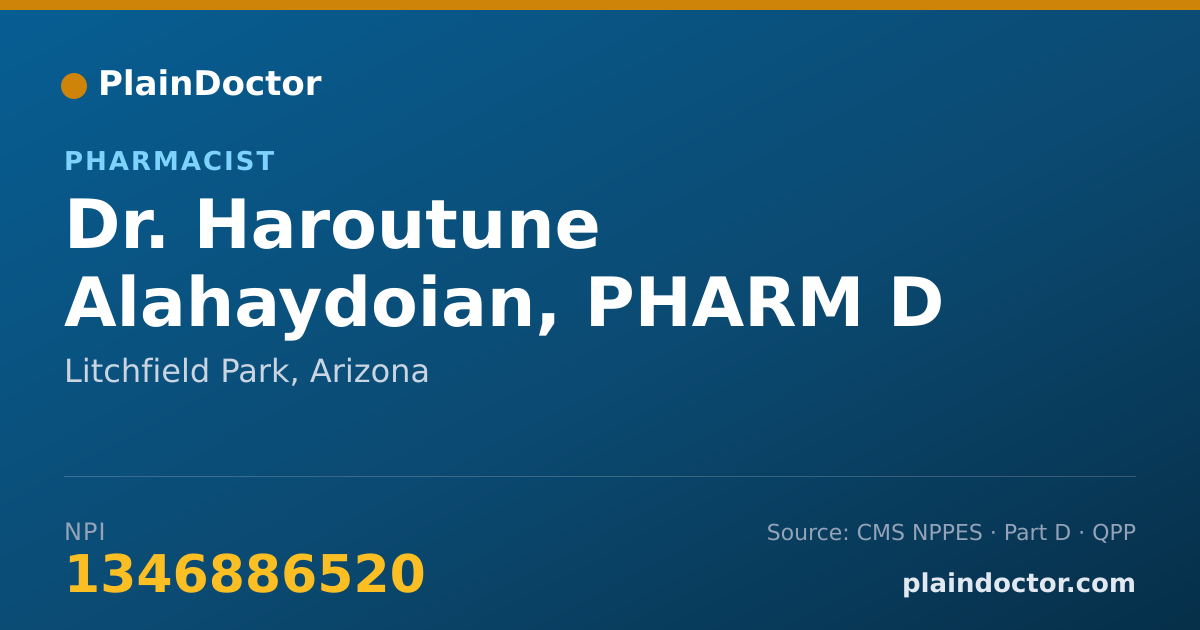 Shareable card for Haroutune Alahaydoian, PHARM D - Pharmacist, Litchfield Park, AZ