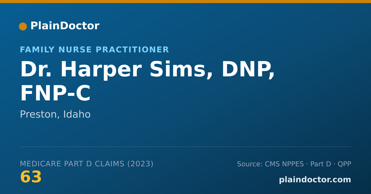 Shareable card for Harper Sims, DNP, FNP-C - Family Nurse Practitioner, Preston, ID