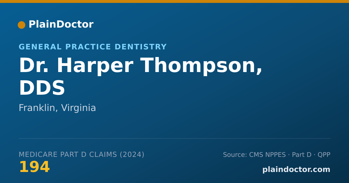 Shareable card for Harper Thompson, DDS - General Practice Dentistry, Franklin, VA