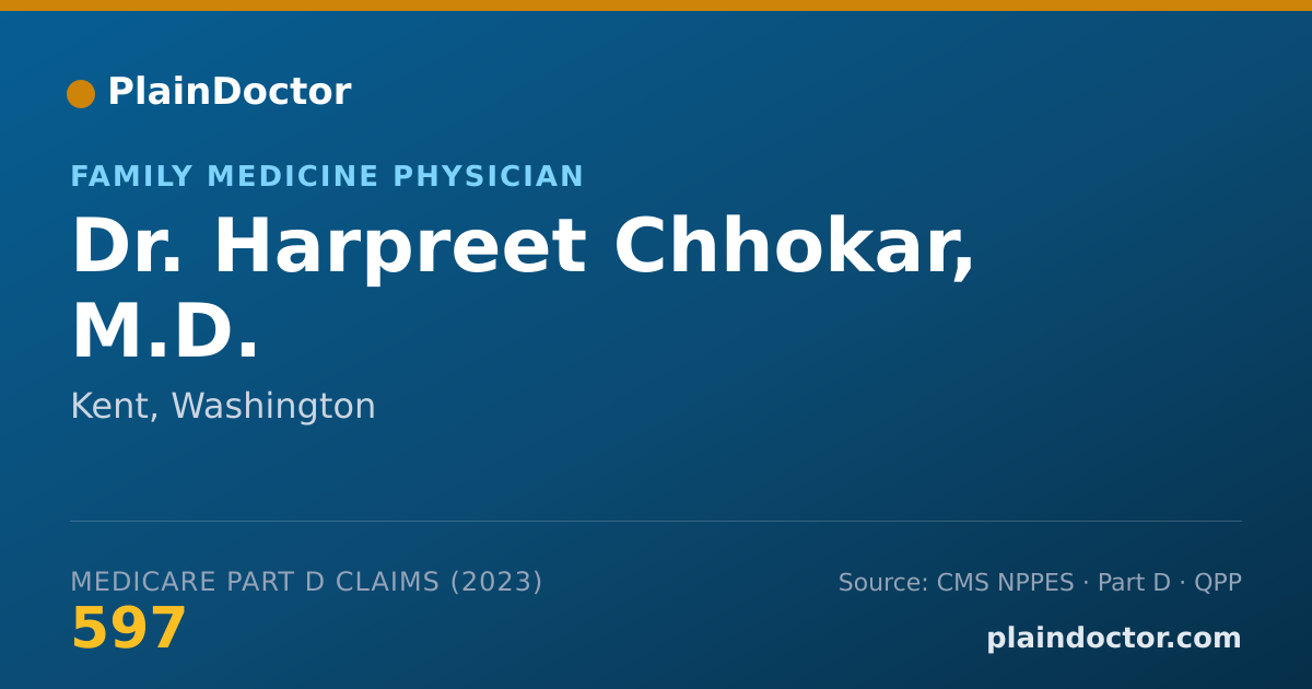 Shareable card for Harpreet Chhokar, M.D. - Family Medicine Physician, Kent, WA