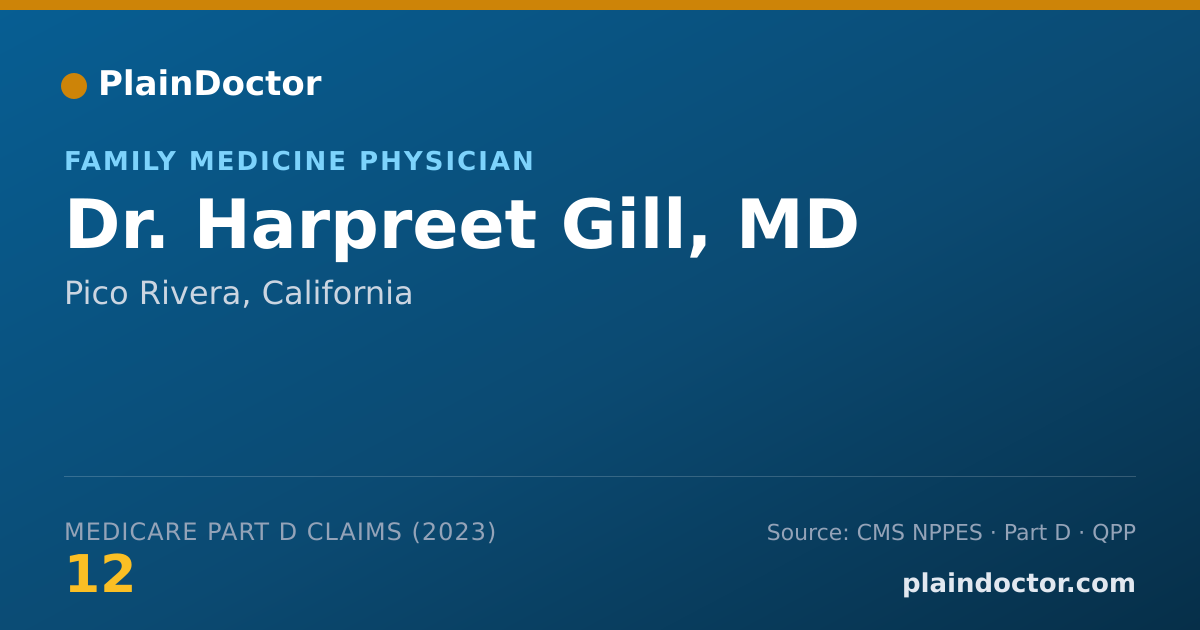 Shareable card for Harpreet Gill, MD - Family Medicine Physician, Pico Rivera, CA