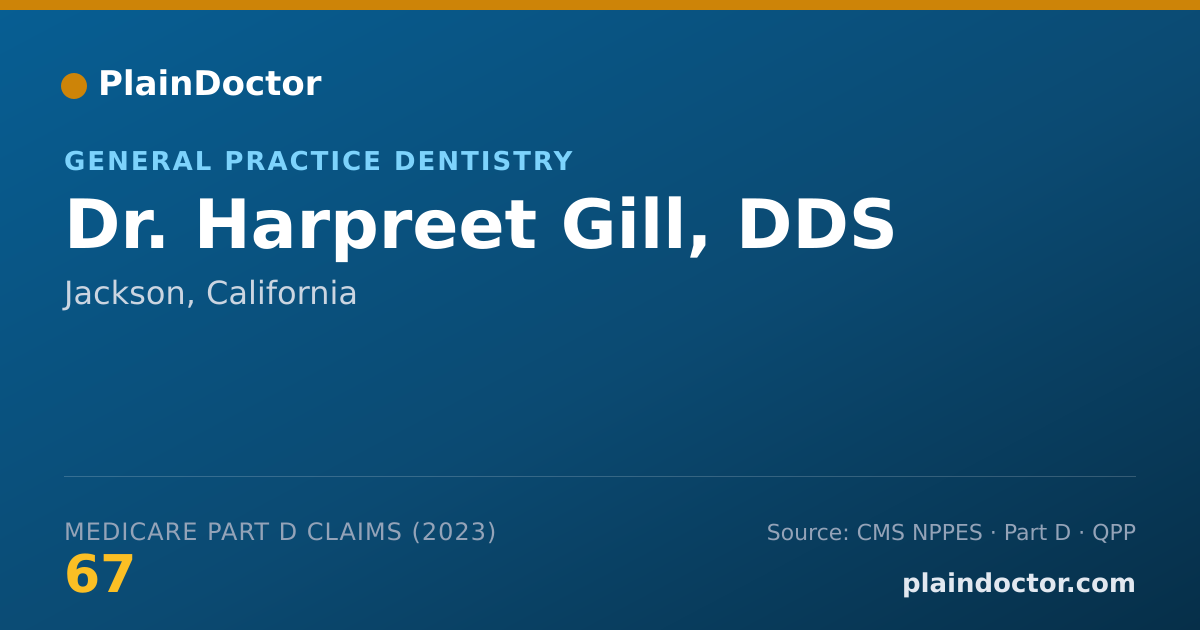 Shareable card for Harpreet Gill, DDS - General Practice Dentistry, Jackson, CA