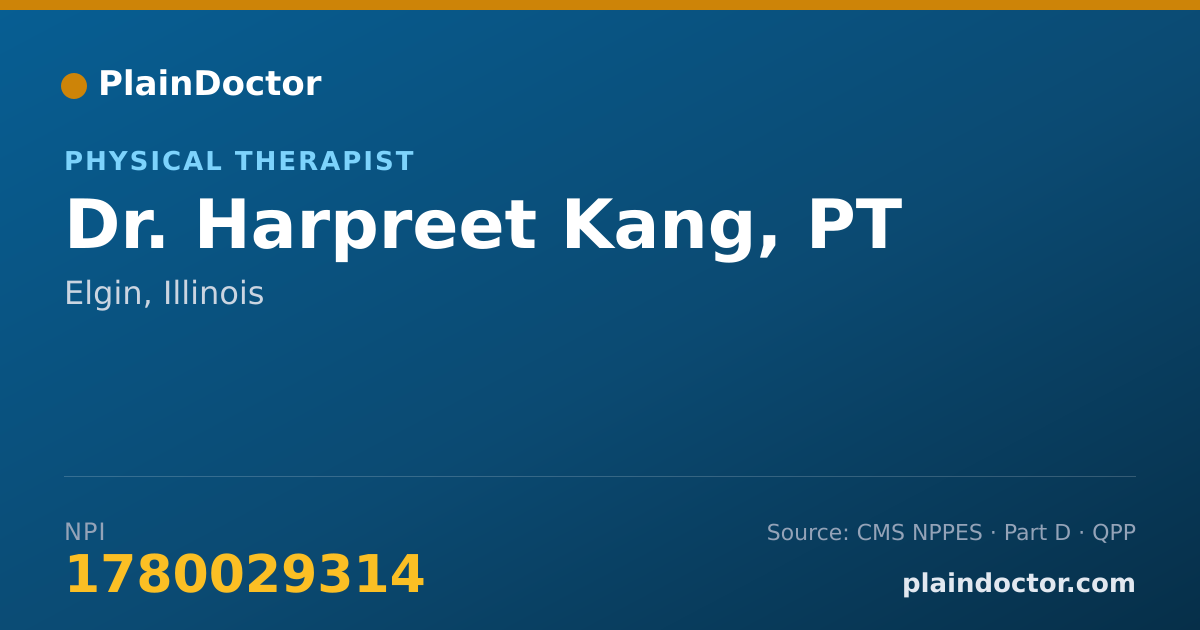 Shareable card for Harpreet Kang, PT - Physical Therapist, Elgin, IL