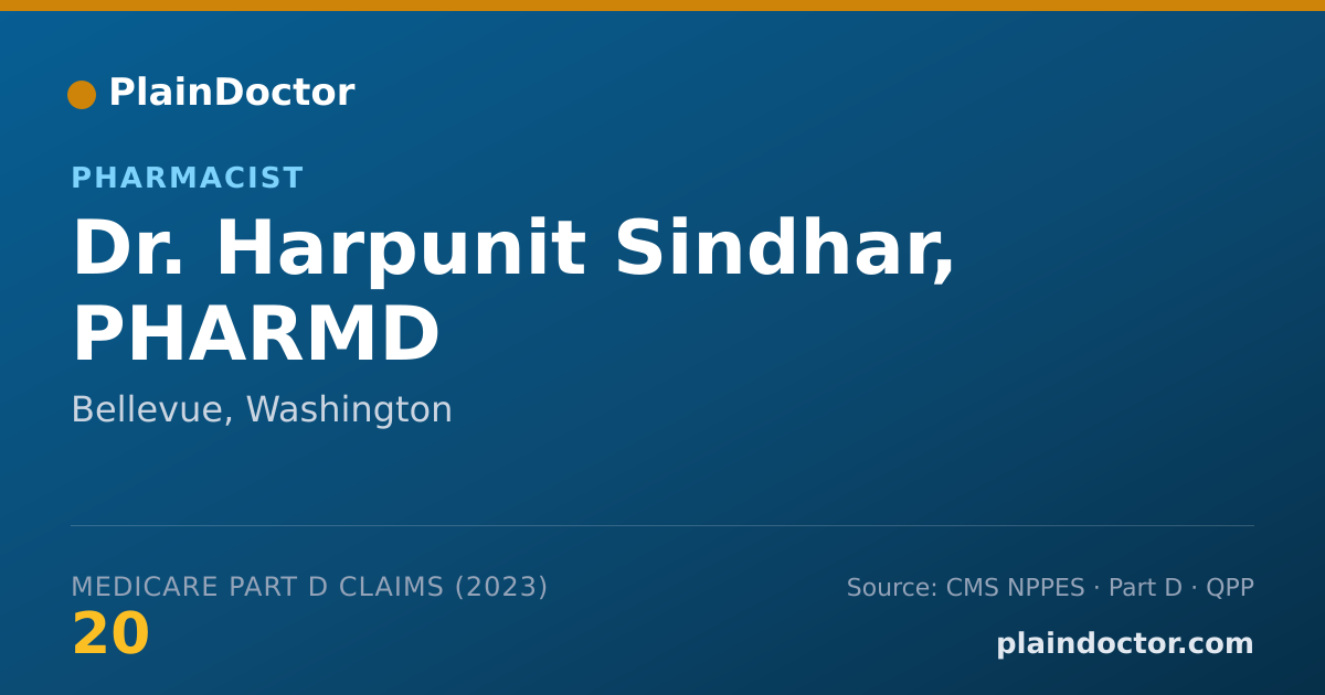 Shareable card for Harpunit Sindhar, PHARMD - Pharmacist, Bellevue, WA