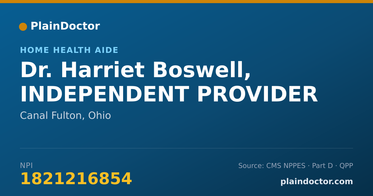 Shareable card for Harriet Boswell, INDEPENDENT PROVIDER - Home Health Aide, Canal Fulton, OH