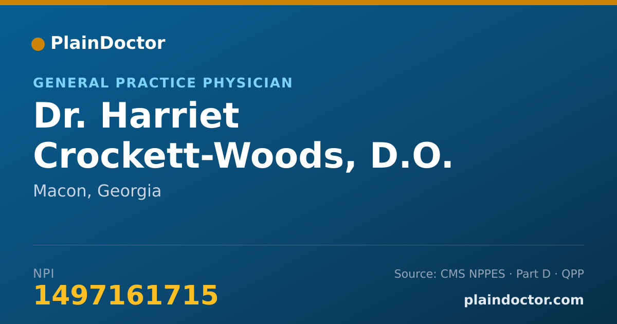 Shareable card for Harriet Crockett-Woods, D.O. - General Practice Physician, Macon, GA