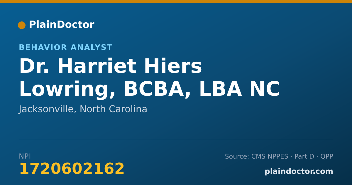 Shareable card for Harriet Hiers Lowring, BCBA, LBA NC - Behavior Analyst, Jacksonville, NC