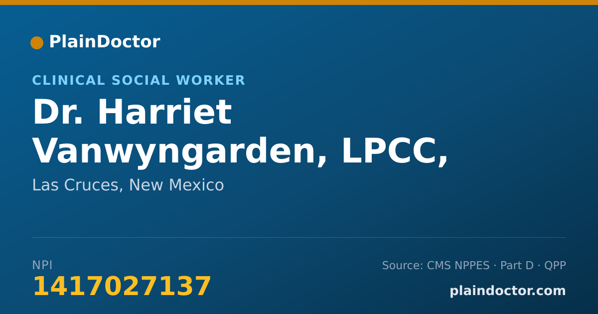 Shareable card for Harriet Vanwyngarden, LPCC, LMSW - Clinical Social Worker, Las Cruces, NM