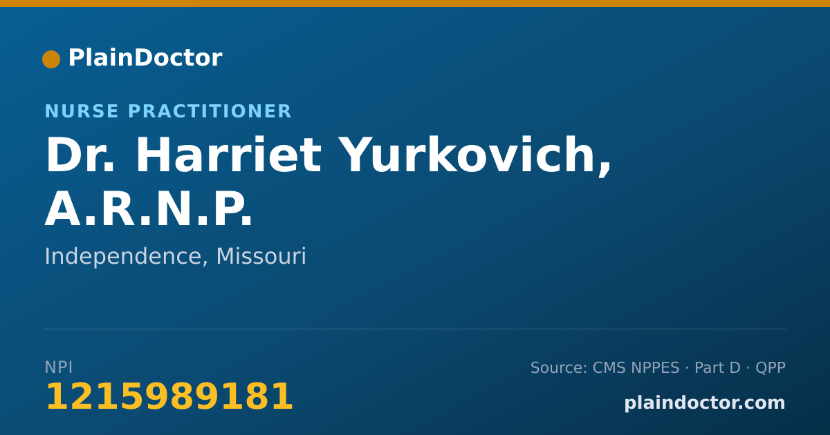 Shareable card for Harriet Yurkovich, A.R.N.P. - Nurse Practitioner, Independence, MO