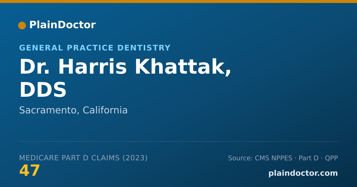 Shareable card for Harris Khattak, DDS - General Practice Dentistry, Sacramento, CA