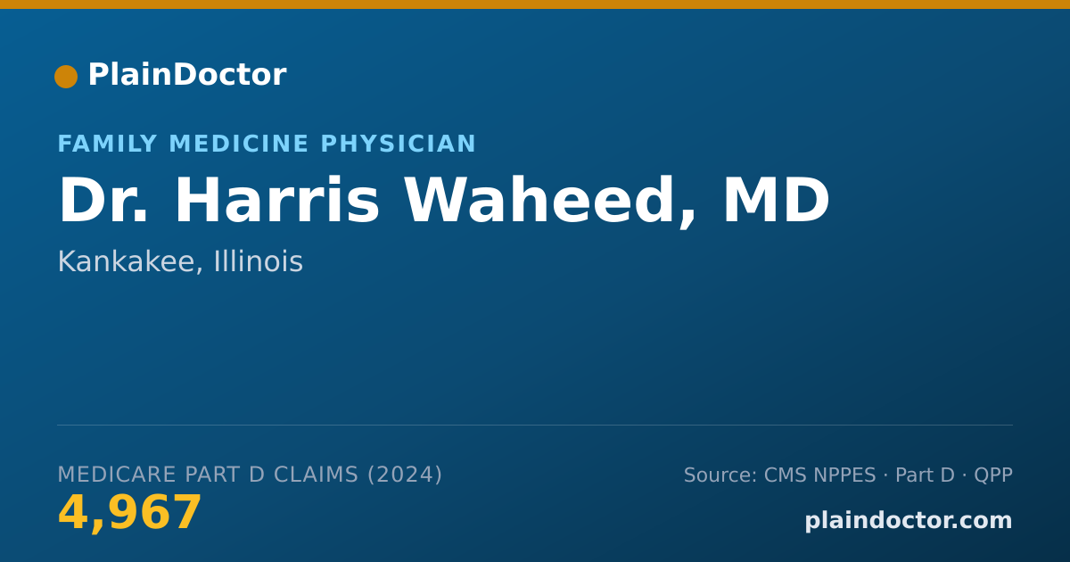 Shareable card for Harris Waheed, MD - Family Medicine Physician, Kankakee, IL