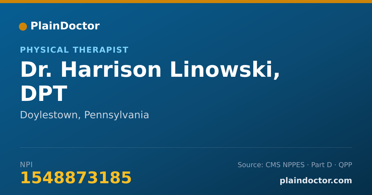 Shareable card for Harrison Linowski, DPT - Physical Therapist, Doylestown, PA