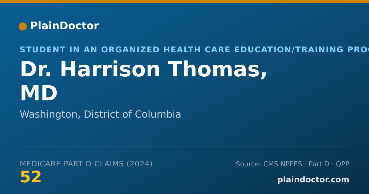 Shareable card for Harrison Thomas, MD - Student in an Organized Health Care Education/Training Program, Washington, DC