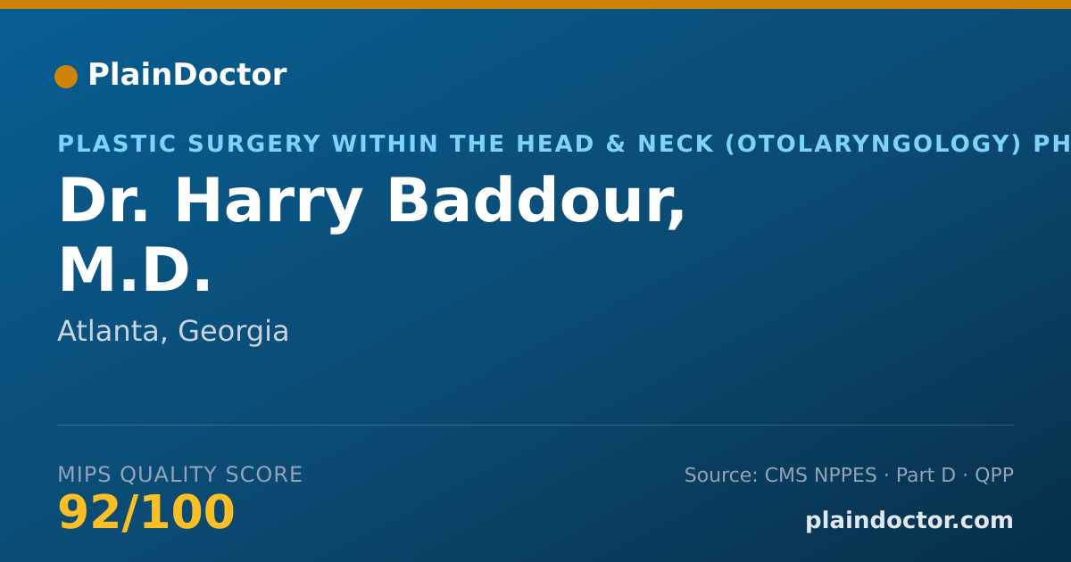 Shareable card for Harry Baddour, M.D. - Plastic Surgery within the Head & Neck (Otolaryngology) Physician, Atlanta, GA